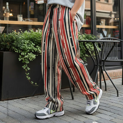 Evalaxy Rust Stripe Street Relaxed Pant for Men & Women