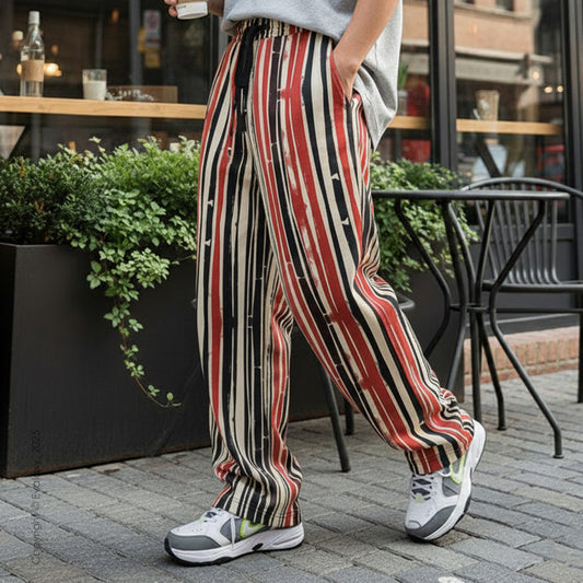Evalaxy Rust Stripe Street Relaxed Pant for Men & Women