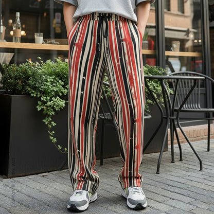 Evalaxy Rust Stripe Street Relaxed Pant for Men & Women