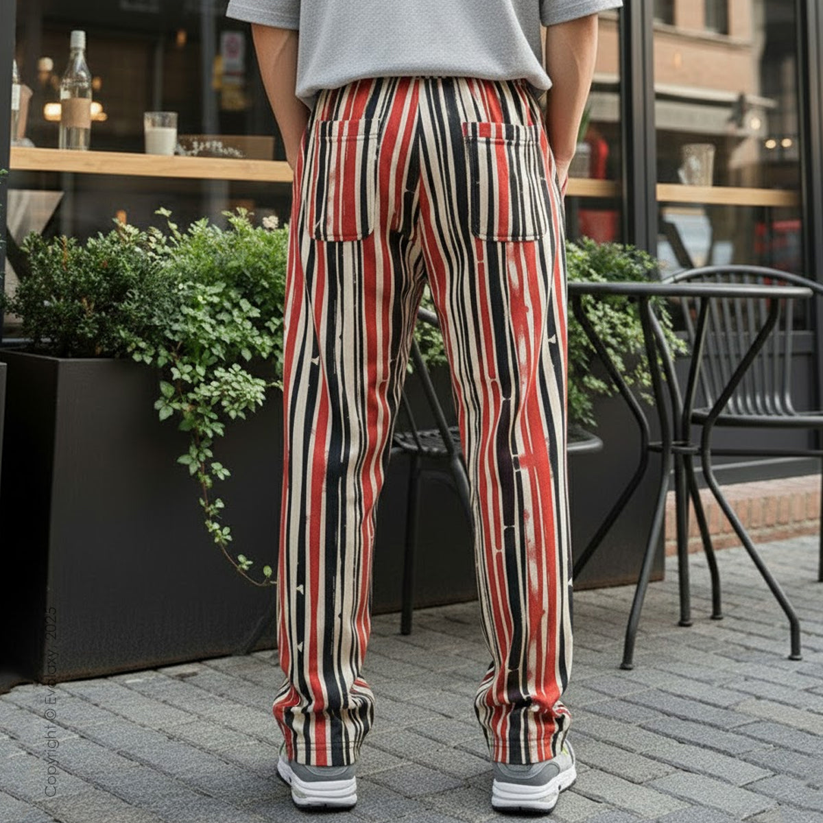 Evalaxy Rust Stripe Street Relaxed Pant for Men & Women