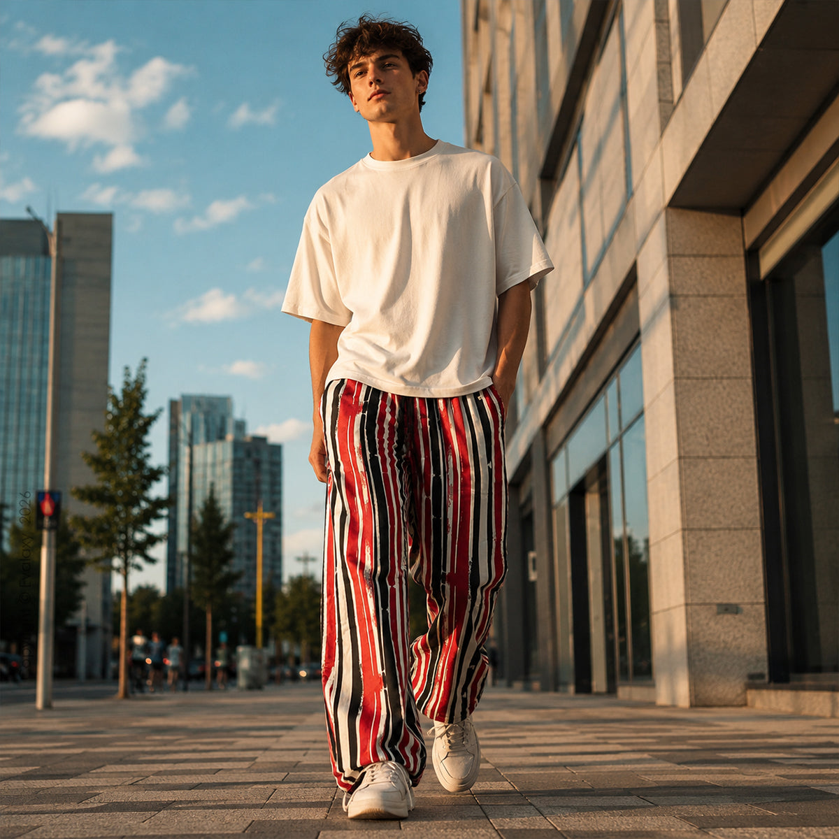Evalaxy Rust Stripe Street Relaxed Pant for Men & Women