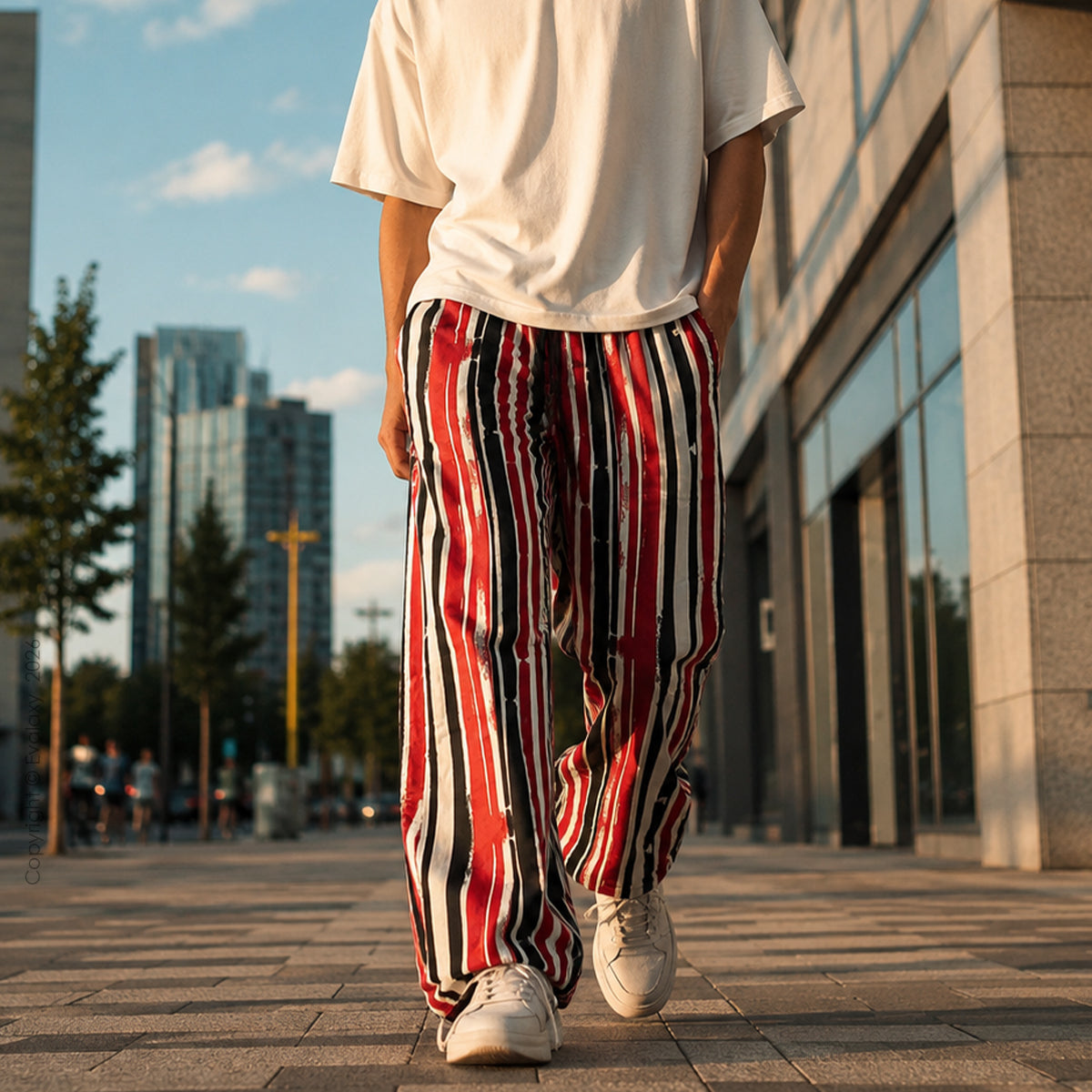 Evalaxy Rust Stripe Street Relaxed Pant for Men & Women