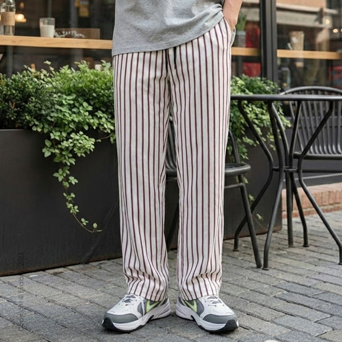 Evalaxy Ivory Stripe Relaxed Pant For Men & Women