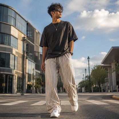 Evalaxy Ivory Stripe Relaxed Pant For Men & Women