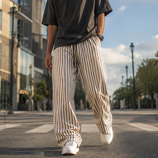 Evalaxy Ivory Stripe Relaxed Pant For Men & Women