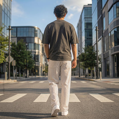 Evalaxy Ivory Stripe Relaxed Pant For Men & Women