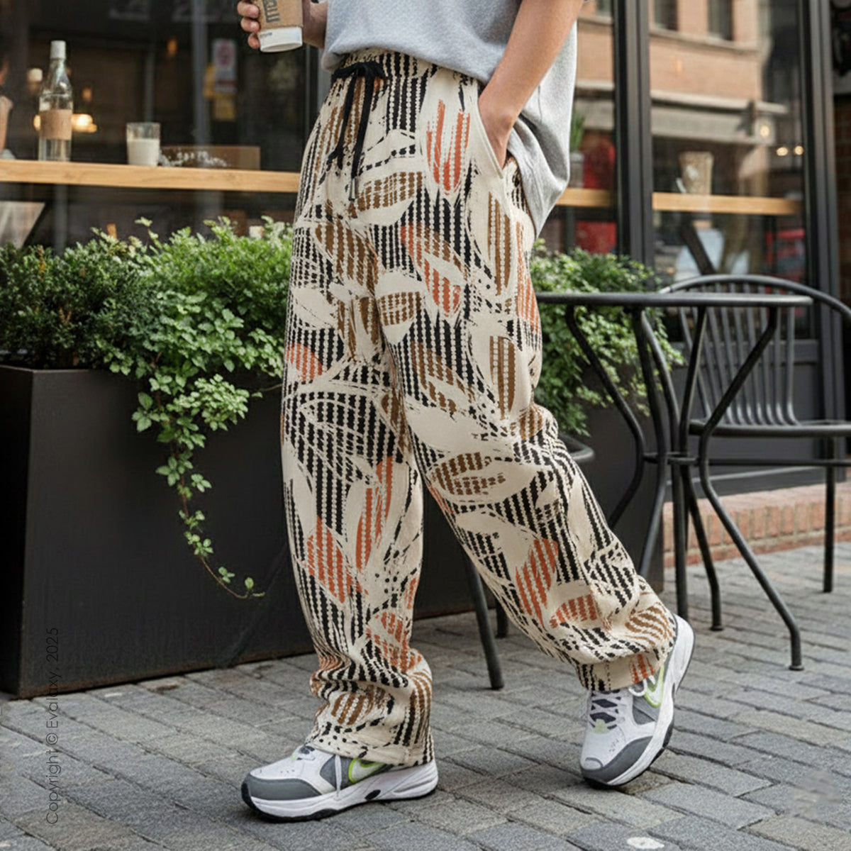 Evalaxy Terra Pattern Relaxed Pants For Men & Women
