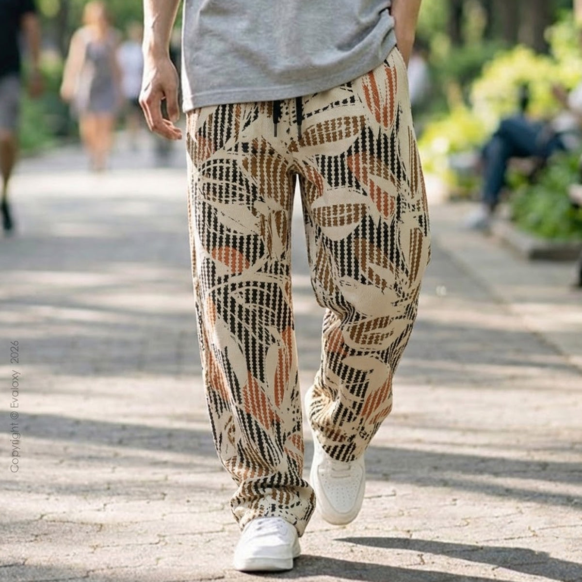 Evalaxy Terra Pattern Relaxed Pants For Men & Women