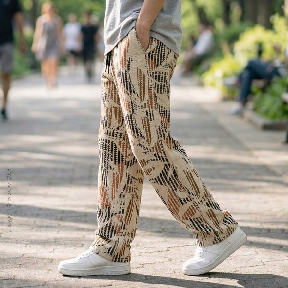 Evalaxy Terra Pattern Relaxed Pants For Men & Women