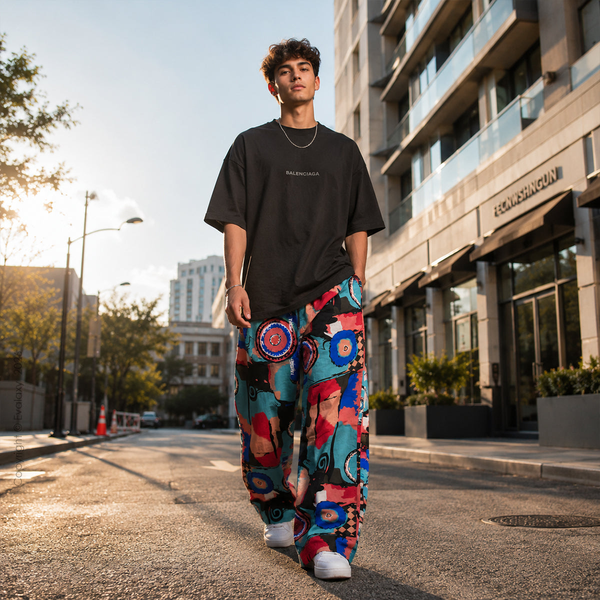 Evalaxy Abstract Print Relaxed Fit Travel Pant for Men & Women