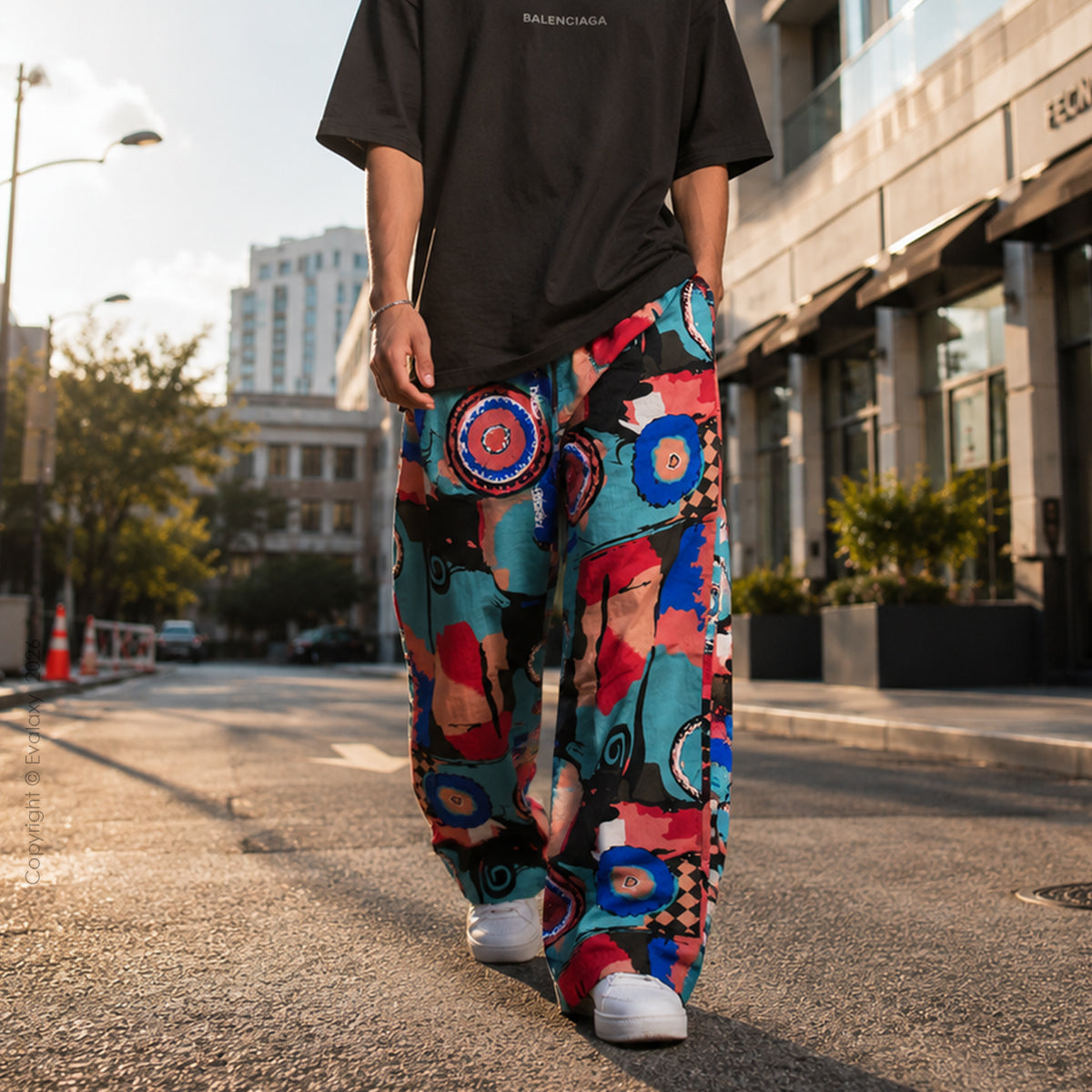 Evalaxy Abstract Print Relaxed Fit Travel Pant for Men & Women