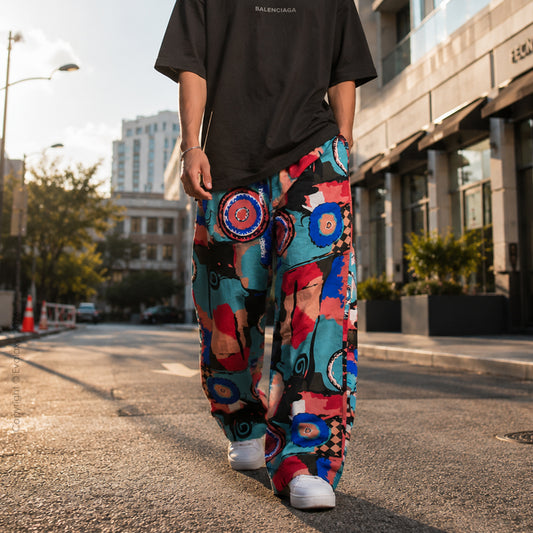 Evalaxy Abstract Print Relaxed Fit Travel Pant for Men & Women