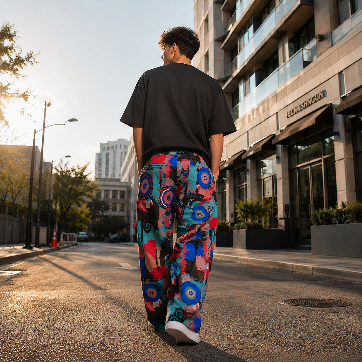 Evalaxy Abstract Print Relaxed Fit Travel Pant for Men & Women