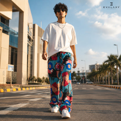 Evalaxy Abstract Print Relaxed Fit Travel Pant for Men & Women
