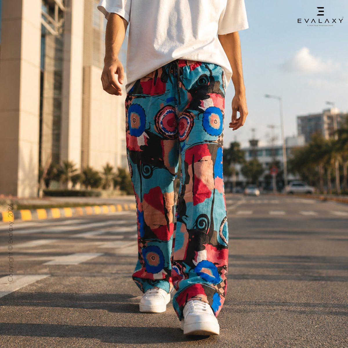 Evalaxy Abstract Print Relaxed Fit Travel Pant for Men & Women