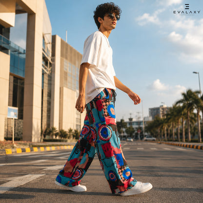 Evalaxy Abstract Print Relaxed Fit Travel Pant for Men & Women