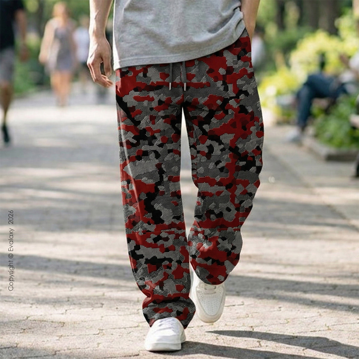 Evalaxy Pixel Print Relaxed Fit Travel Pant for Men & Women