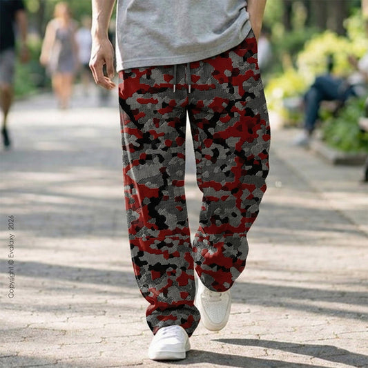 Evalaxy Pixel Print Relaxed Fit Travel Pant for Men & Women
