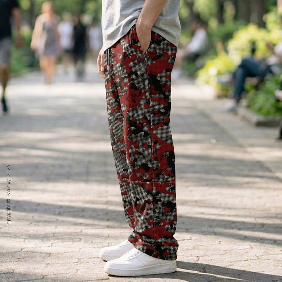 Evalaxy Pixel Print Relaxed Fit Travel Pant for Men & Women