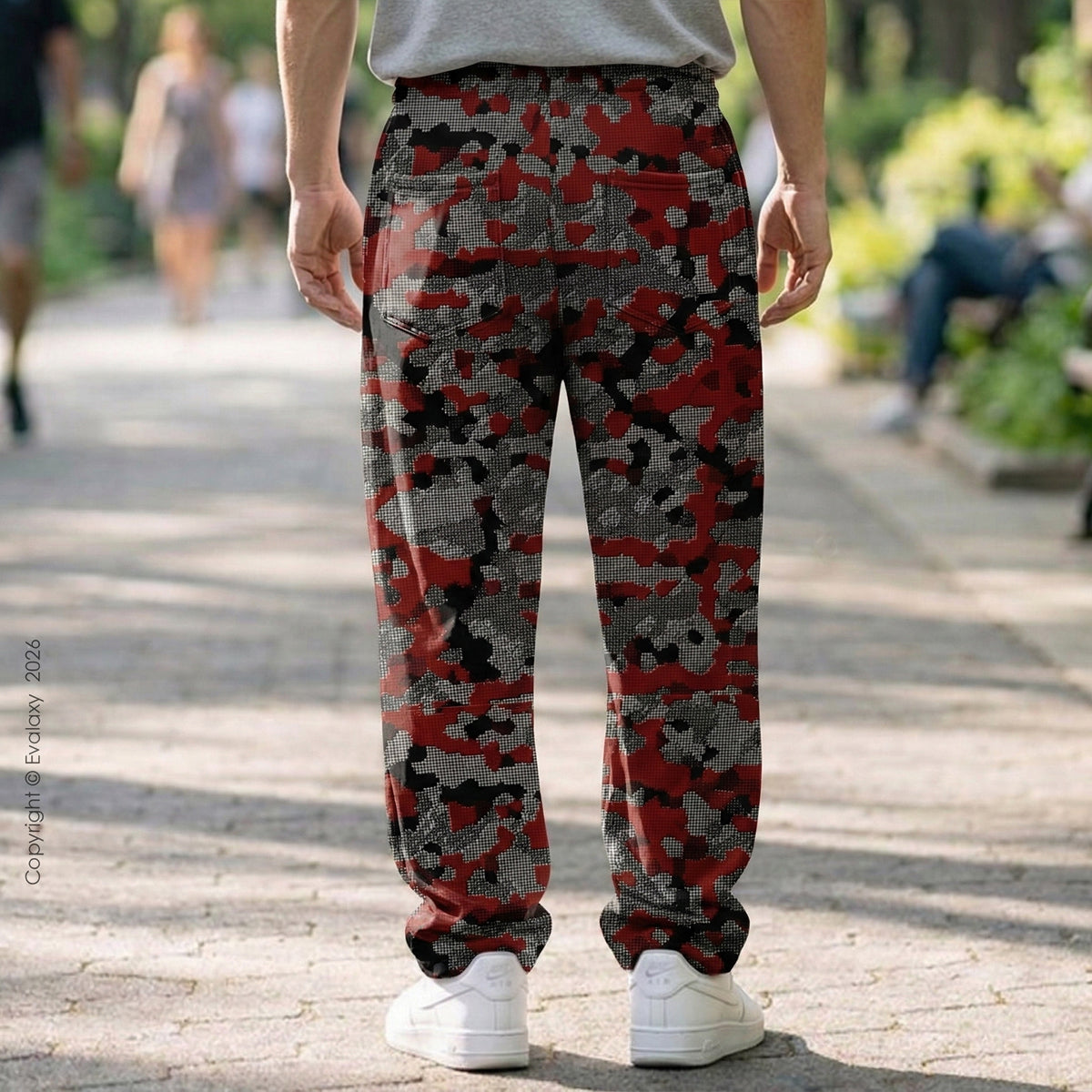 Evalaxy Pixel Print Relaxed Fit Travel Pant for Men & Women