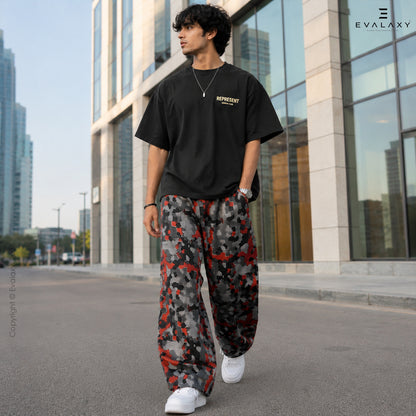 Evalaxy Pixel Print Relaxed Fit Travel Pant for Men & Women