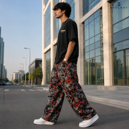 Evalaxy Pixel Print Relaxed Fit Travel Pant for Men & Women