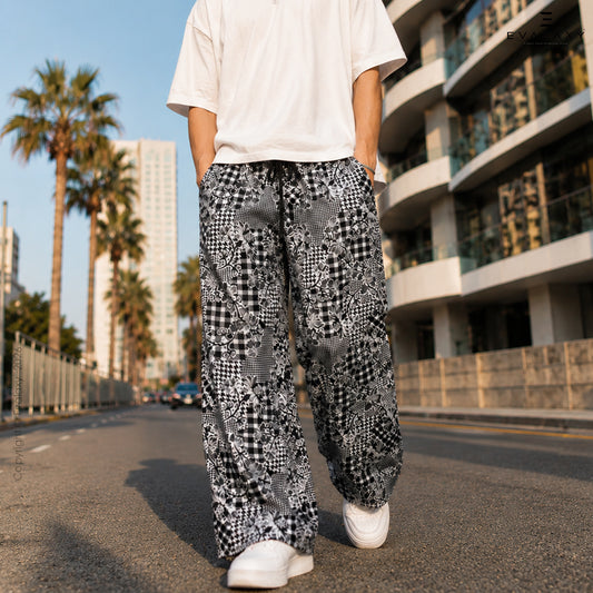 Evalaxy Monochrome Print Relaxed Fit Travel Pant for Men & Women
