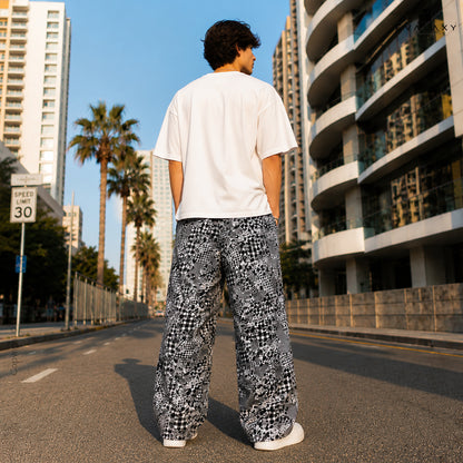 Evalaxy Monochrome Print Relaxed Fit Travel Pant for Men & Women