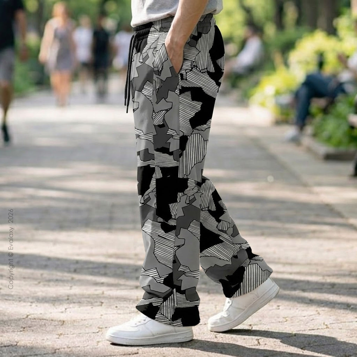 Evalaxy Graphical Print Relaxed Fit Travel Pant for Men & Women