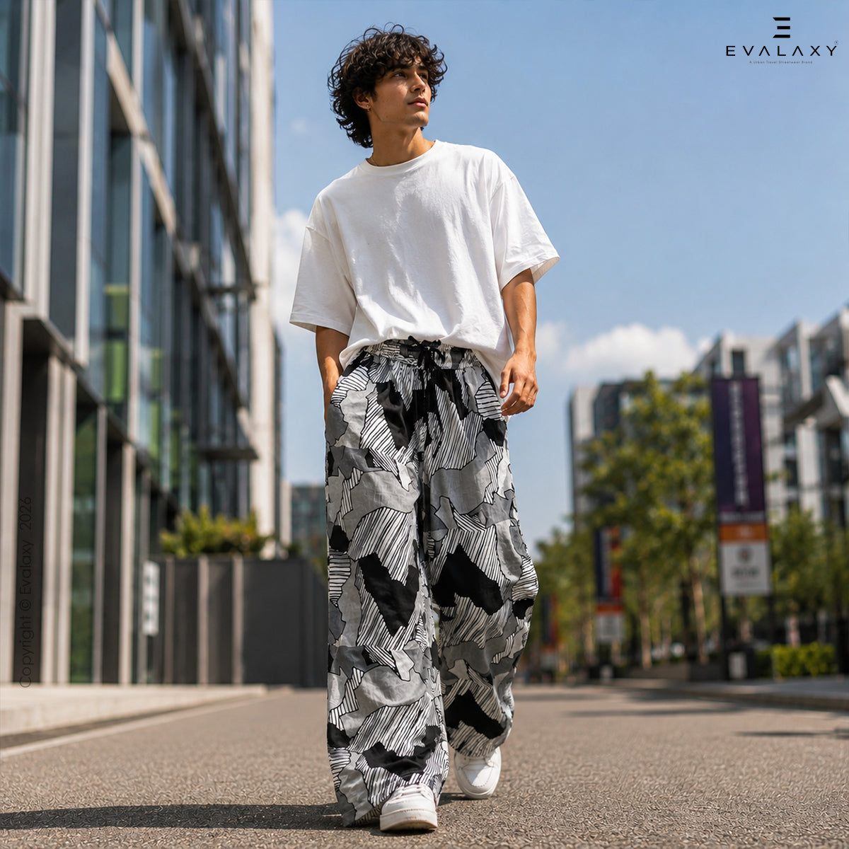 Evalaxy Graphical Print Relaxed Fit Travel Pant for Men & Women