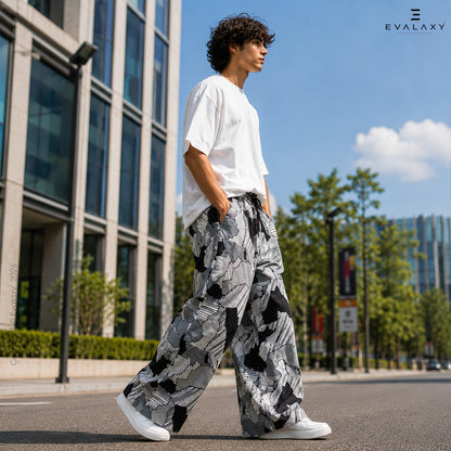 Evalaxy Graphical Print Relaxed Fit Travel Pant for Men & Women