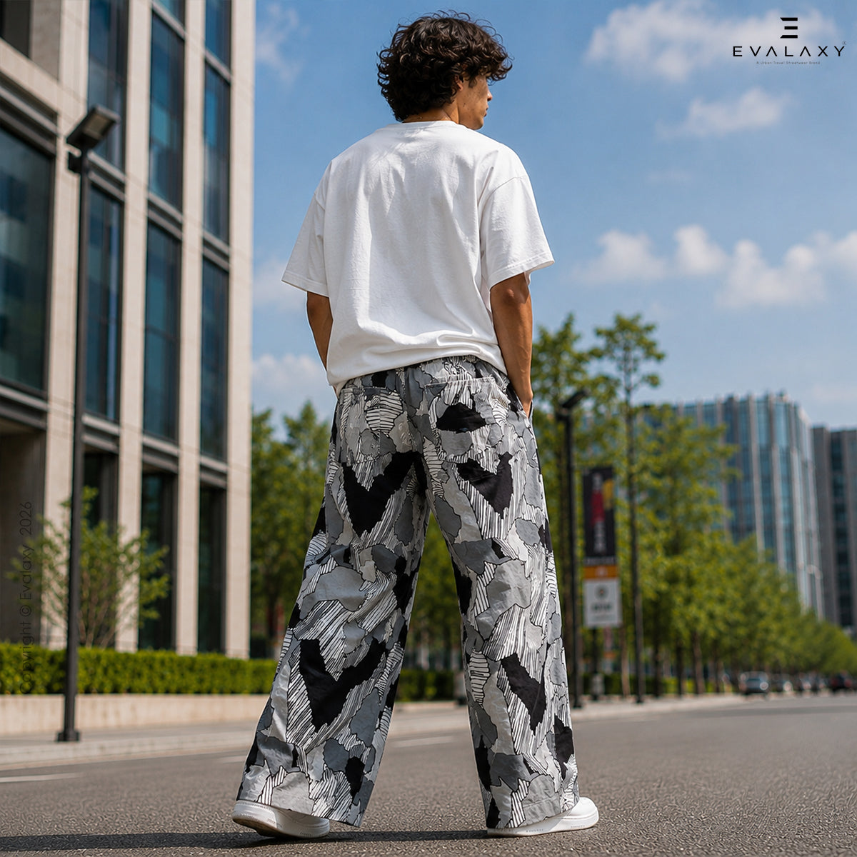 Evalaxy Graphical Print Relaxed Fit Travel Pant for Men & Women