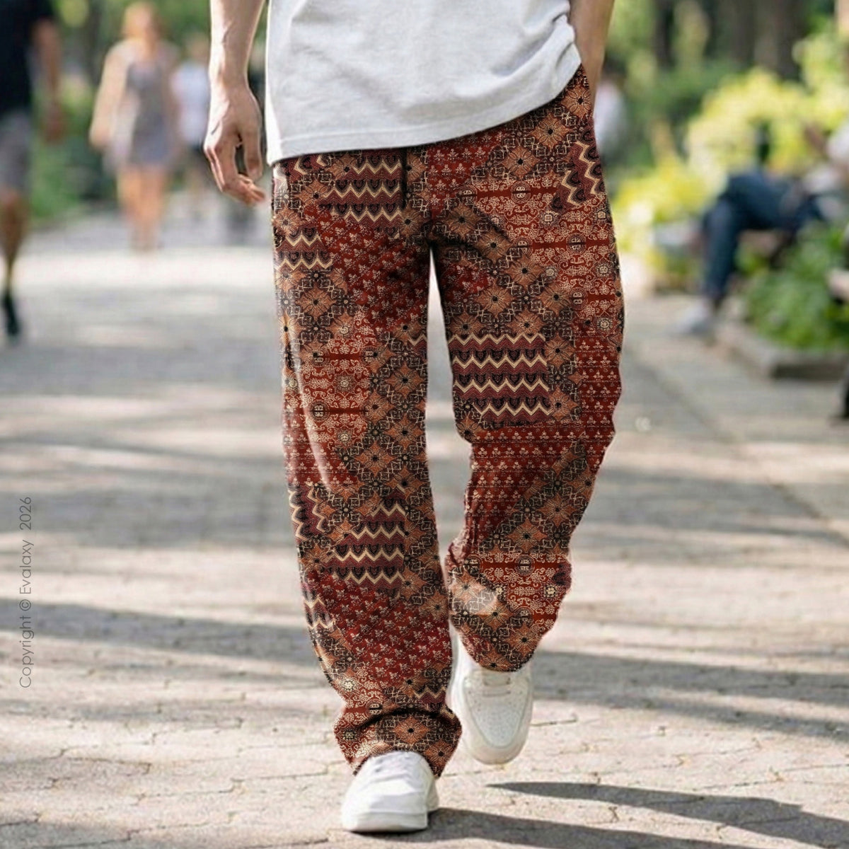 Evalaxy Ethnic Print Relaxed Fit Travel Pant for Men & Women