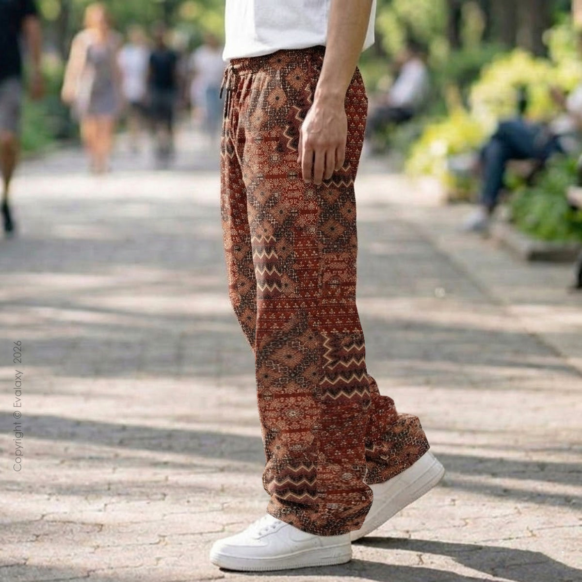 Evalaxy Ethnic Print Relaxed Fit Travel Pant for Men & Women