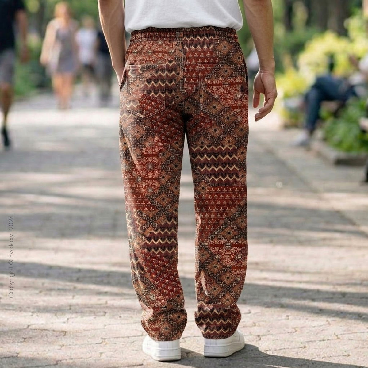 Evalaxy Ethnic Print Relaxed Fit Travel Pant for Men & Women