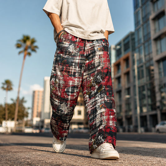 Grunge Checkered Streetwear Pants For Men & Women