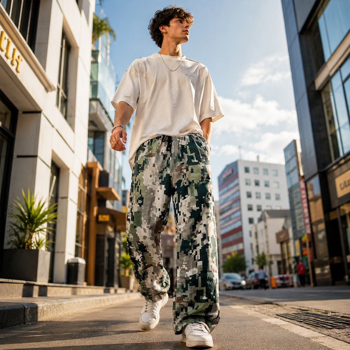 Urban Pixel Camouflage Baggy Pants For Men And Women