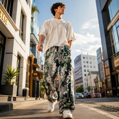Urban Pixel Camouflage Baggy Pants For Men And Women