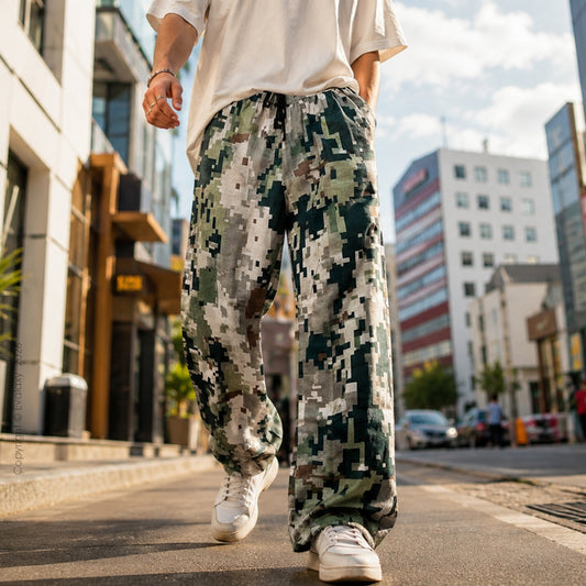 Urban Pixel Camouflage Baggy Pants For Men And Women