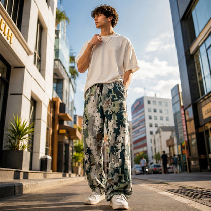 Urban Pixel Camouflage Baggy Pants For Men And Women