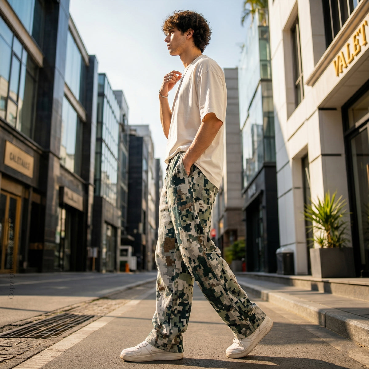 Urban Pixel Camouflage Baggy Pants For Men And Women