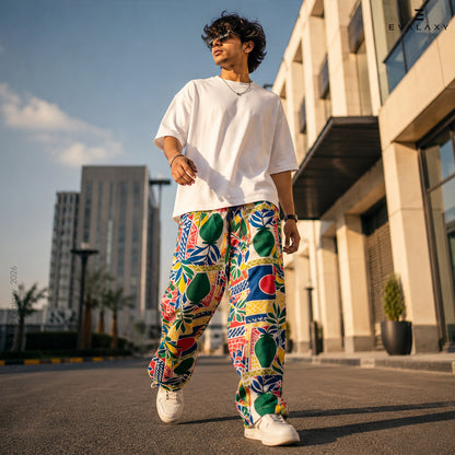 Tropical Pop Art Wide Leg Pants For Men And Women