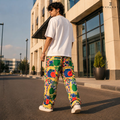 Tropical Pop Art Wide Leg Pants For Men And Women