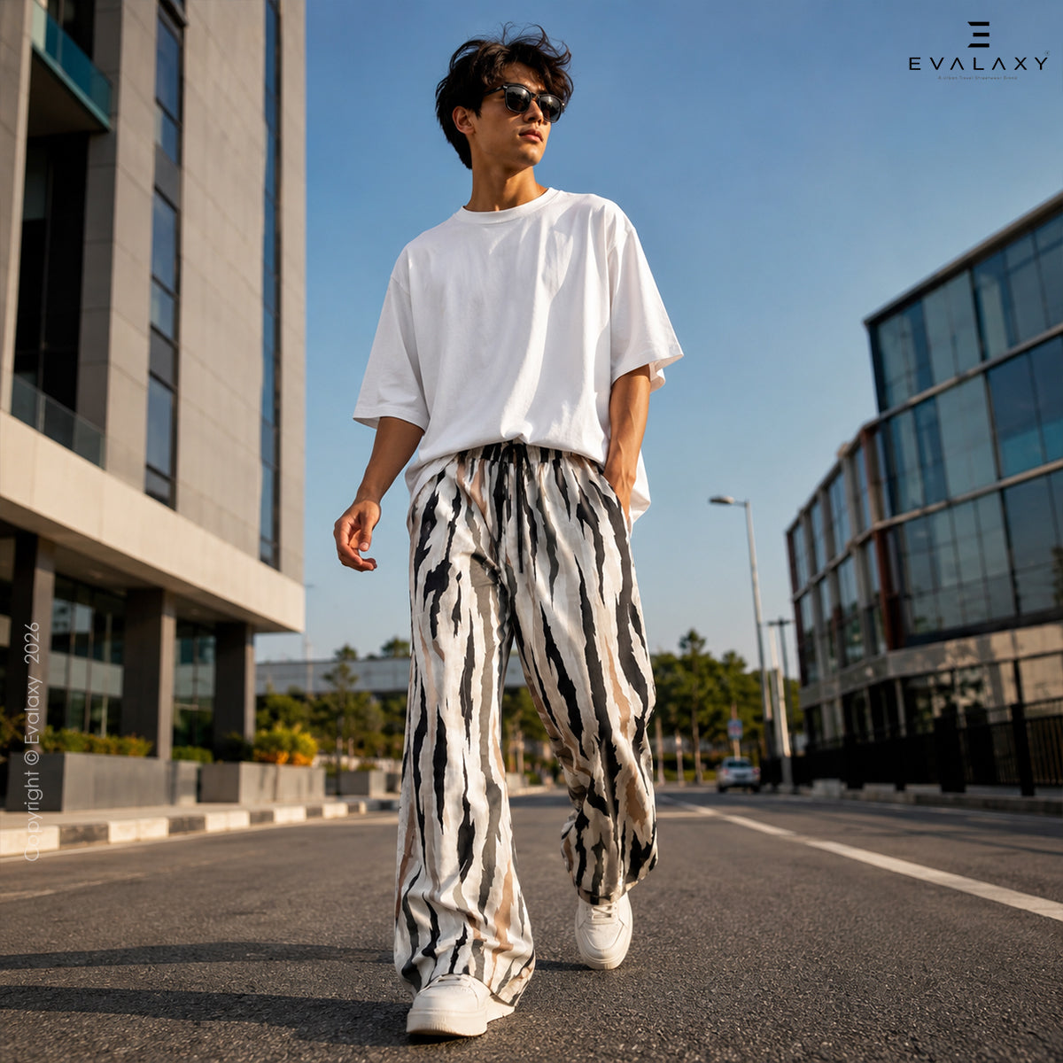 Zebra Wave Wide Leg Pants For Men And Women
