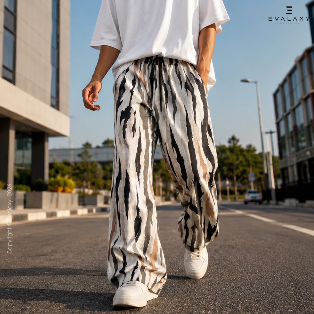 Zebra Wave Wide Leg Pants For Men And Women