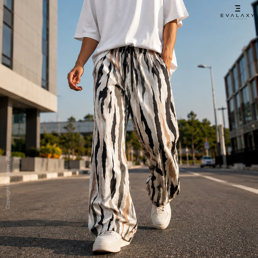 Zebra Wave Wide Leg Pants For Men And Women