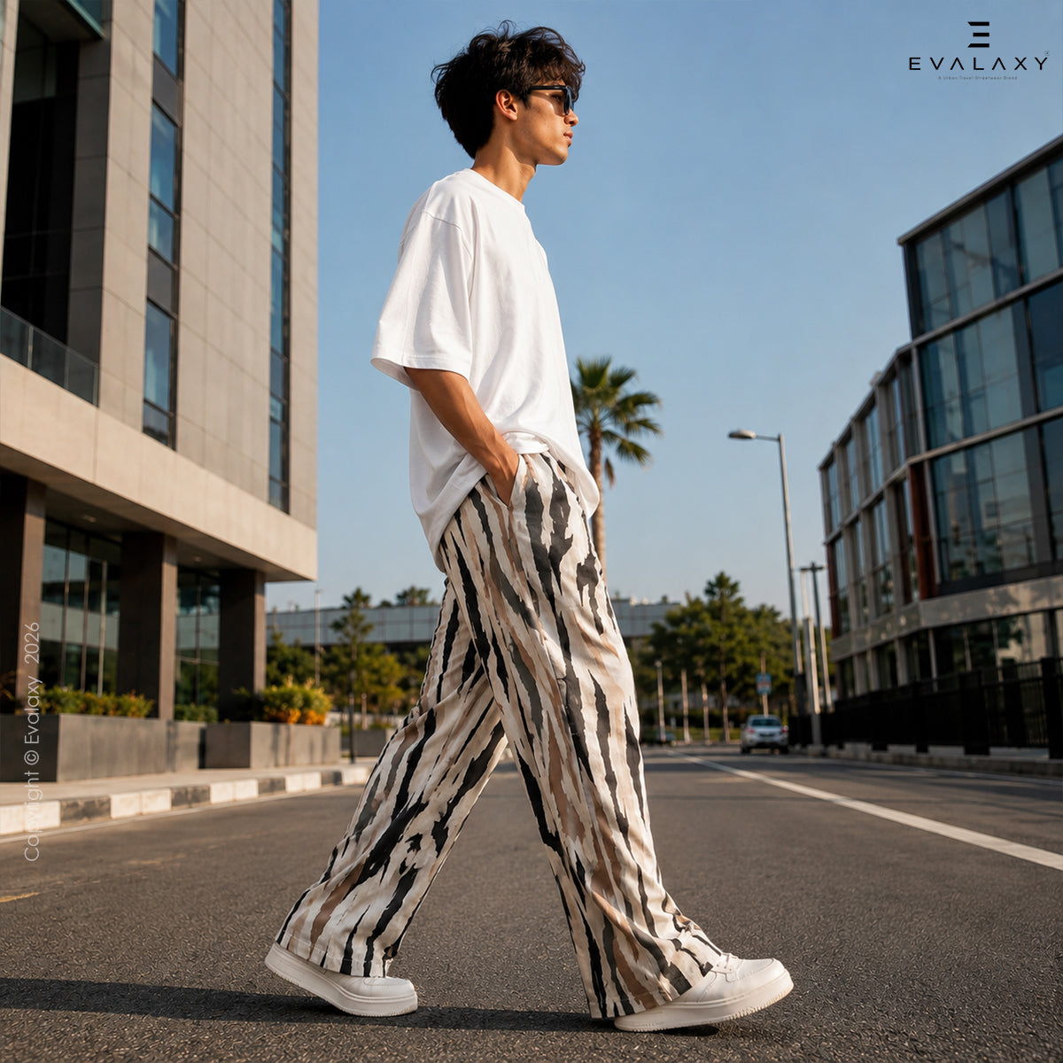 Zebra Wave Wide Leg Pants For Men And Women