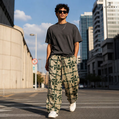 Safari Elephant Print Wide Leg Pants For Men And Women