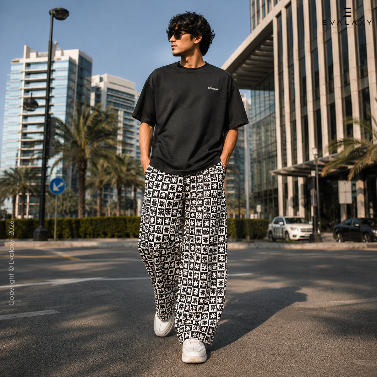 Retro Daisy Checkered Wide Leg Pants For Men And Women