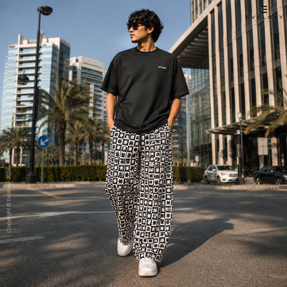 Retro Daisy Checkered Wide Leg Pants For Men And Women